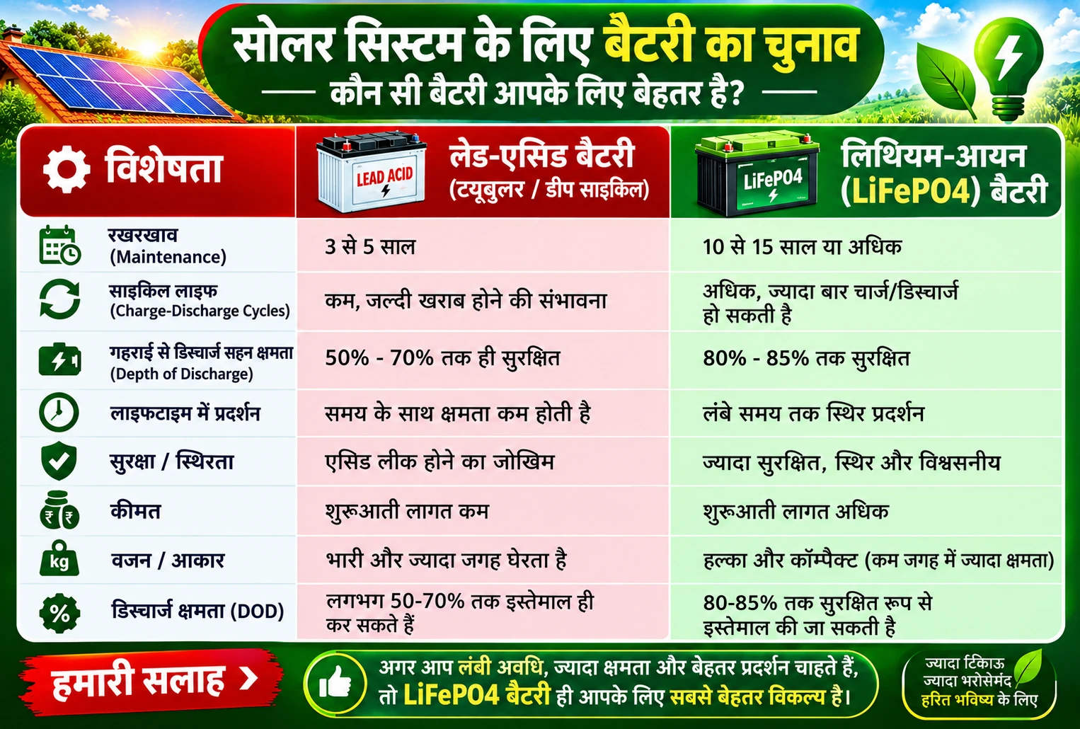 सोलर बैटरी कैसे चुनें।